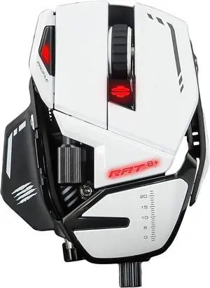 MAD CATZ R.A.T 8+ Fully Adjustable Wired Gaming Mouse Metal Base 16000 DPI with 11 Programmable Buttons 4 User Profiles Stored Directly Customize RGB LED Tuneable LED's - White