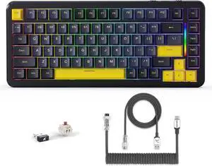 ATTACK SHARK M86 Wireless Mechanical Keyboard, 75% Layout Gasket Custom Structure,Hot Swappable,RGB Backlit,Pre-lubed Linear Switches,Tri-Mode BT5.0/2.4GHz/USB-C Keyboard for Win/Mac with Coiled Cable