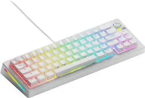 Glorious Gaming - GMMK 3 Custom Mechanical Gaming Keyboard with Knob, 65% Compact Keyboard, Modular Gasket System, Doubleshot PBT Keycaps, Aluminum Switch Plate, Hotswappable Switches, ANSI (White)