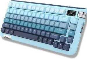 F75 Mechanical Keyboard, 75% Hot Swappable Gasket Structure Tri-Mode Gaming Keyboard, 81 Keys RGB Bluetooth Wireless Keyboard with Linear Switch, PBT Keycaps, Screen for Windows Mac (Blue)