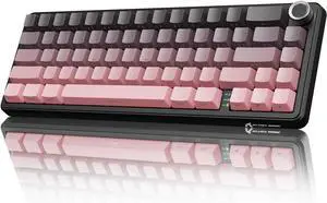 ATTACK SHARK X66 Wireless Mechanical Gaming Keyboard with Knob,Tri Mode USB-C/BT5.0/2.4G Gasket Mounted 60% RGB Gaming Keyboard,Side Printed PBT Keycap, Hot Swappable Strawberry Switch(BlackBerry)
