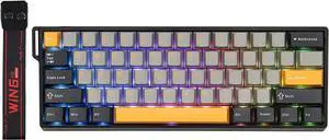 EPOMAKER Aula WIN60 HE 60% Wired Magnetic Keyboard with Adjustable Actuation, 8000 Hz Polling Rate, Hall Effect Switches, Hot-Swap, for FPS Games (Grey&Yellow)