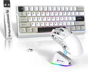 ATTACK SHARK X11 Mouse and X60 HE Keyboard Wireless Gaming Combo,Magnetic Switch,8K Polling Rate,Hall Effect,Rapid Trigger,PAW3311 Optical Sensor,22K DPI,Lightweight-White