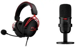 HyperX Cloud Alpha - Gaming Headset, Dual Chamber Drivers, Legendary Comfort, Aluminum Frame, Detachable Microphone & SoloCast  USB Condenser Gaming Microphone