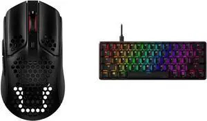 HyperX Pulsefire Haste Gaming Mouse & Alloy Origins 60 - Mechanical Gaming Keyboard, Ultra Compact 60% Form Factor, Double Shot PBT Keycaps, RGB LED Backlit, NGENUITY Software Compatible