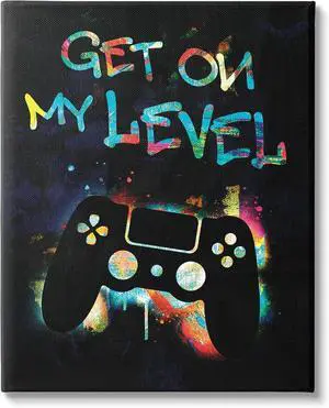 Stupell Industries Get On My Level Gaming Controller Neon Paint Splatter Canvas Wall Art, Design By Victoria Barnes