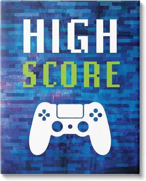 Stupell Industries High Score Pixel Style Gaming Controller Typography Canvas Wall Art, Design By Victoria Barnes