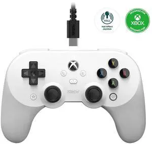 8Bitdo Pro 2 Wired Controller for Xbox, Hall Effect Joysticks and Hall Triggers, 3.5mm Audio Jack, Compatible with Xbox Series X|S, Xbox One, Windows 10/11 - Officially Licensed (White)