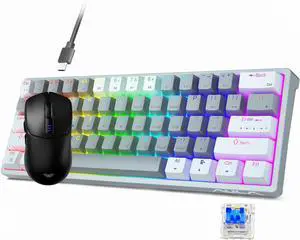 AULA SC580 Wireless Gaming Mouse, Tri-Mode Gaming Mouse with 10000 DPI+60 Percent Wired Mechanical Gaming Keyboard, 29 RGB Backlit Custom Hot Swappable Keyboard