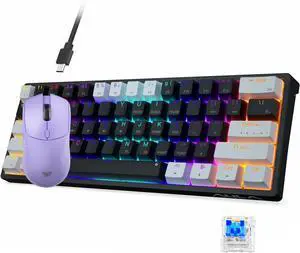 AULA SC580X Wireless Gaming Mouse, Tri-Mode Gaming Mouse with 10000DPI 60 Percent Wired Mechanical Gaming Keyboard, 29 RGB Backlit Custom Hot Swappable Keyboard