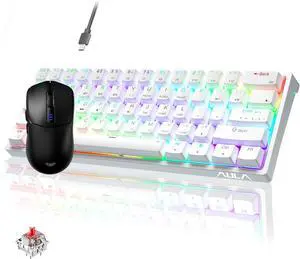 AULA SC580 Wireless Gaming Mouse, Tri-Mode Gaming Mouse with 10000 DPI+60 Percent Wired Mechanical Gaming Keyboard, 29 RGB Backlit Custom Hot Swappable Keyboard