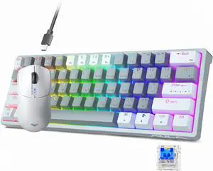 AULA SC580 Wireless Gaming Mouse, Tri-Mode Gaming Mouse with 10000DPI, 6 Programmable Buttons 60 Percent Mechanical Gaming Keyboard, 29 RGB Backlit Custom Hot Swappable Keyboard