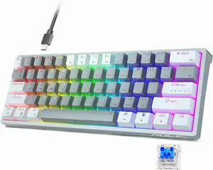 AULA 60 Percent Wired Mechanical Gaming Keyboard, 29 RGB Backlit Custom Hot Swappable Keyboards, Blue Switch 60% Mini Small Compact Design for PC/Mac/Laptop/Wins(Wired Version)