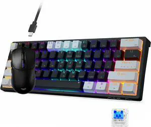AULA SC580 Wireless Gaming Mouse, Tri-Mode Gaming Mouse with 10000 DPI+60 Percent Wired Mechanical Gaming Keyboard, 29 RGB Backlit Custom Hot Swappable Keyboard