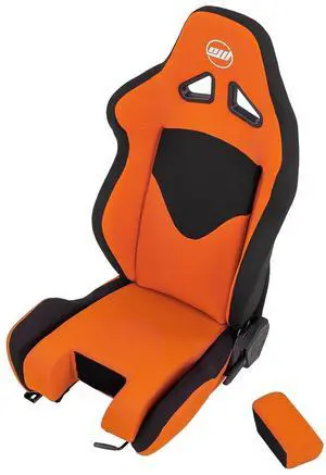 SimFab Flight Simulator Seat With Seat Base Cut Out For Fighter Stick Or Helicopter Collective, orange