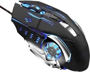 Gaming Mouse | Wired USB 2.0 RGB Mouse with 3200 DPI, LED Backlight, 6 Buttons, 4-Color Breathing Lights, 1.5M Durable Cable | Ergonomic Optical Mouse for PC, Laptop, Desktop & Gamers (Black)