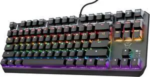 Trust Gaming GXT 834 Callaz TKL Mechanical Keyboard, US/NL QWERTY Layout, Outemu Switch, Multicolor LED Lighting, 12 Media Keys, USB Gaming Keyboard 80 Percent for PC, Laptop, Mac, Black