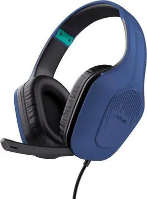 Trust Gaming GXT 415B Zirox Lightweight Gaming Headset with 50mm Driver for PC, Xbox, PS4, PS5, Switch, Mobile, 2m Cable, 3.5mm Audio Port, Over-Ear Headphones with Cable - Blue