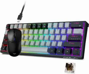 AULA SC580 Wireless Gaming Mouse, Tri-Mode Gaming Mouse with 10000 DPI+60 Percent Wired Mechanical Gaming Keyboard, 29 RGB Backlit Custom Hot Swappable Keyboard