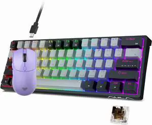 AULA SC580X Wireless Gaming Mouse, Tri-Mode Gaming Mouse with 10000DPI 60 Percent Wired Mechanical Gaming Keyboard, 29 RGB Backlit Custom Hot Swappable Keyboard