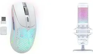 Glorious Gaming Model O 2 Wireless Gaming Mouse & HyperX QuadCast S RGB USB Microphone Bundle