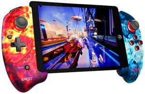ipega-PG-9083B Wireless 5.0 Smart PUBG Mobile Game Controller Retractable Game Gamepad for iOS(iOS 11-13.3)/Android Mobile Smartphone Tablet (Red-Blue)
