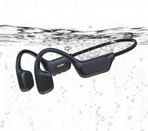 Swimming Headphones, IPX8 Waterproof Bone Conduction Headphones with Built-in MP3, Open Earphones Underwater Swim Earbuds with Bluetooth Sport Headsets for Swimming Pool Running Cycling-Black