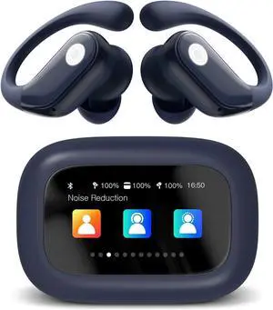Wireless Earbuds, ANC Noise Cancelling Sport Ear Buds with Multifunctional Touch Screen, Bluetooth 5.4 Headphones, Bass Stereo Sound, 5 EQ Over-Ear Earbuds for Sports/Workout/Gym-Dark Blue