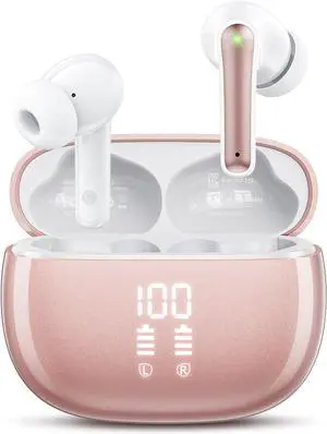 Wireless Earbuds, Bluetooth Ear Buds Headphones with LED Charging Case, Deep Bass Stereo Sound, 40 Hours Playtime, IP7, Lightweight in-Ear Earphones for iPhone Android Sports Workout