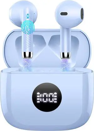 Wireless Earbuds, Bluetooth 5.4 Earbuds USB C Stereo Bass, Bluetooth Headphones in Ear Noise Cancelling Mic, Sports Earphones IP7 Waterproof, 40H Playtime Mini Charging Case Ear Buds for Android iOS