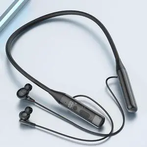 Neckband Bluetooth Headphones 100H Playtime Deep Bass Earphones Bluetooth 6.0 Headset Card-Inserting LED Display Wireless Stereo Neckband Earbuds with Microphone for Sports/Workout/Office (Black)