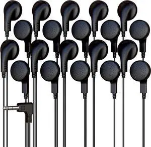 500 Pack Bulk Wired Earphones, In Ear Earbud Headphones with 3.5mm Jack, 4ft Tangle Free Cable, Comfortable Fit, Affordable and Cost Effective, Ideal for School Classroom Testing Students, Black
