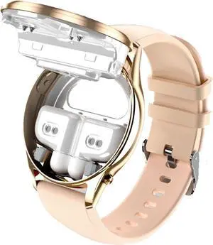 Women's Smart Watch with Earbuds,2 in 1 Build-in TWS Wireless BT5.0 Earphone Fitness Sports Health Monitor Black X17 MINI