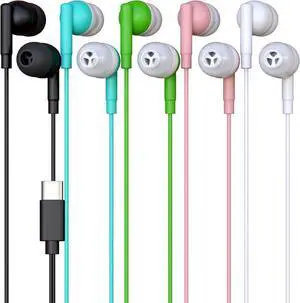 200 Pack Bulk Wired Earbuds, USB-C, in-Ear, Compatible with Phone, Tablet, Laptop, PC for School, Online Class, Meeting, Web Conference, Practice, Test, Mix