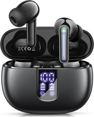 Ear Buds Wireless Earbuds - Bluetooth 5.3 Headphones (48H Playback) Built in Mic with LED Display Charging Case, IP7 Waterproof Earphone for iPhone Andriod Phones Laptop Sports Workout