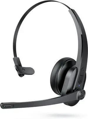 Thauker Bluetooth Headset with Microphone, Mute Button, Noise Cancelling Mic, On Ear Headphone Bluetooth 5.0 34H with USB Adapter for Black