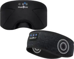 MUSICOZY Bluetooth 5.4 Sleep Headphones Headband, Zipper Washable Eye Mask with HD Stereo Speakers + Wireless Sports Headband, 14H Playtime Music Headphones for Sleeping, Running, Travel, Meditation