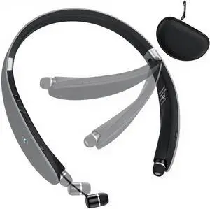 Bluetooth Headset Neckband Bluetooth Headphones,Foldable Wireless Neckband Headset with Retractable Earbuds Noise Cancelling Stereo Earphones Suitable for Various Sports