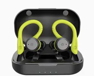 20 Hours Play time Swimming Waterproof Bluetooth Earphone Dual Wear Style Sport Wireless Headset TWS Ipx7 Earbuds Stereo (Black)