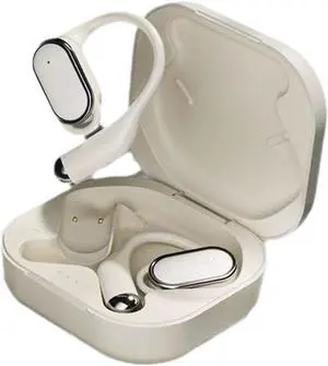 Wireless Headphones Bluetooth 5.4 Earbuds in-Ear Wireless Headset with Microphone,IPX5 Waterproof with Earhooks Charging Case for Workout Driving Walking with iPhone Android White