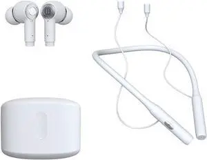 Bluetooth 5.3 Neckband Headphones Wireless Sports Earbuds,ANC Active Noise Cancellation & ENC Call Noise Cancellation,(2-in-1 Earbuds and Neckband Earphones) 8H Playtime for Working,White