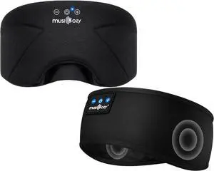 MUSICOZY Bluetooth 5.4 Sleep Headphones Bundle, Zipper Washable Eye Mask with HD Stereo Speakers + Wireless Sports Headband, 14H Playtime Music Headphones for Sleeping, Running, Travel, Meditation