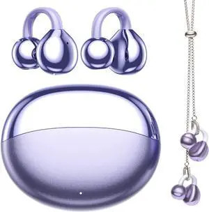 Jewelry Earring Ear Clip On Earbuds Open Ear Headphones for Women Kids Wireless Bluetooth Ear Cuff Buds Headphones Outer Ear Earclip Bone Air Conduction Earring Earbuds for Small Ear Canals Women