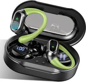 Wireless Earbuds, 2025 Bluetooth 5.4 Headphones Sport, Bluetooth Earbuds with ENC Noise Canceling Mic, 50H Stereo Wireless Headphones IP7 Waterproof with Earhooks, Dual LED Display for Workout/Running