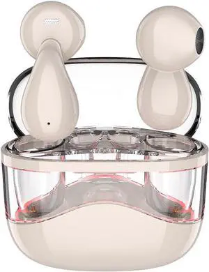 in-Ear Bluetooth Earbuds | Zero Latency | ENC Noise Cancellation | Single/Dual Mode | Transparent Charging Case | Waterproof & Dustproof | Ideal for Commute, Work & Sports | Comfortable FitBeige