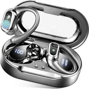 Wireless Earbuds, 2025 Bluetooth 5.4 Headphones Sport, Bluetooth Earbuds with ENC Noise Canceling Mic, 50H Stereo Wireless Headphones IP7 Waterproof with Earhooks, Dual LED Display for Workout/Running