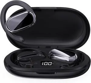 Open Ear Headphones Wireless Bluetooth Earbuds Over Ear Wireless Running Headphones Over The Ear Earbud Exercise Sport Headphone Around Ear Noise Cancelling Headphone (Black)
