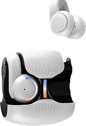 Earbuds Wireless 360° Immersive Surround Sound Bluetooth 5.3 Earphones with Microphone, Futuristic Design, Long Battery Life, Noise Cancellation,Stereo Bass Sports Headphones for Sports White