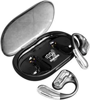 Open Ear Air Conduction Headphones Wireless Bluetooth 5.3 Earphones with HIFI Stereo,Sweat Resistant,400 mAh Battery Capacity,50 Hours Playtime Waterproof Sport Headset for Android iPhone TV,Black