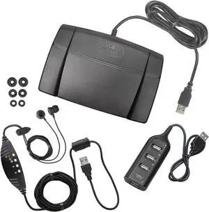 ECS-NRIE-USB WordSmith Noise Reduction in-Ear USB Transcription Headset with Infinity-3 USB Foot Pedal & USB Hub & Ear Tips